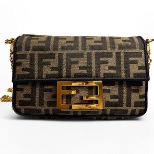 Fendi Mini Baguette FF Canvas Shoulder Bag | Retail Price: $1,690